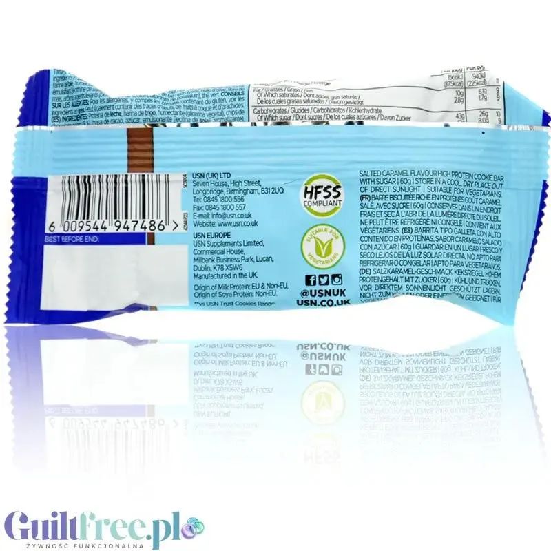USN Trust Protein Cookie Bar Salted Caramel - karmelowe ciacho proteinowe 15g białka
