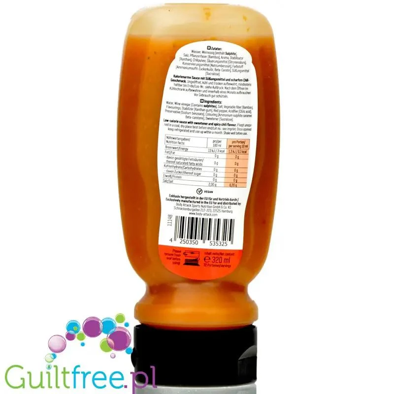 Body Attack Spicy Chilli - pikantny sos bez cukru i bez tłuszczu