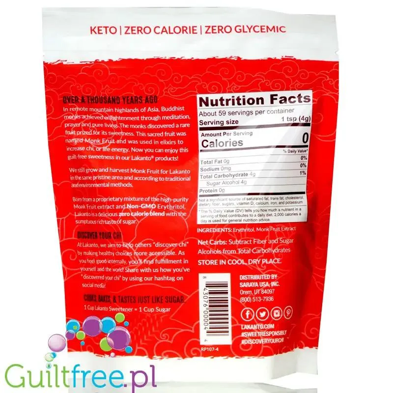 Lakanto Classic Monkfruit 235g - keto słodzik zero kcal