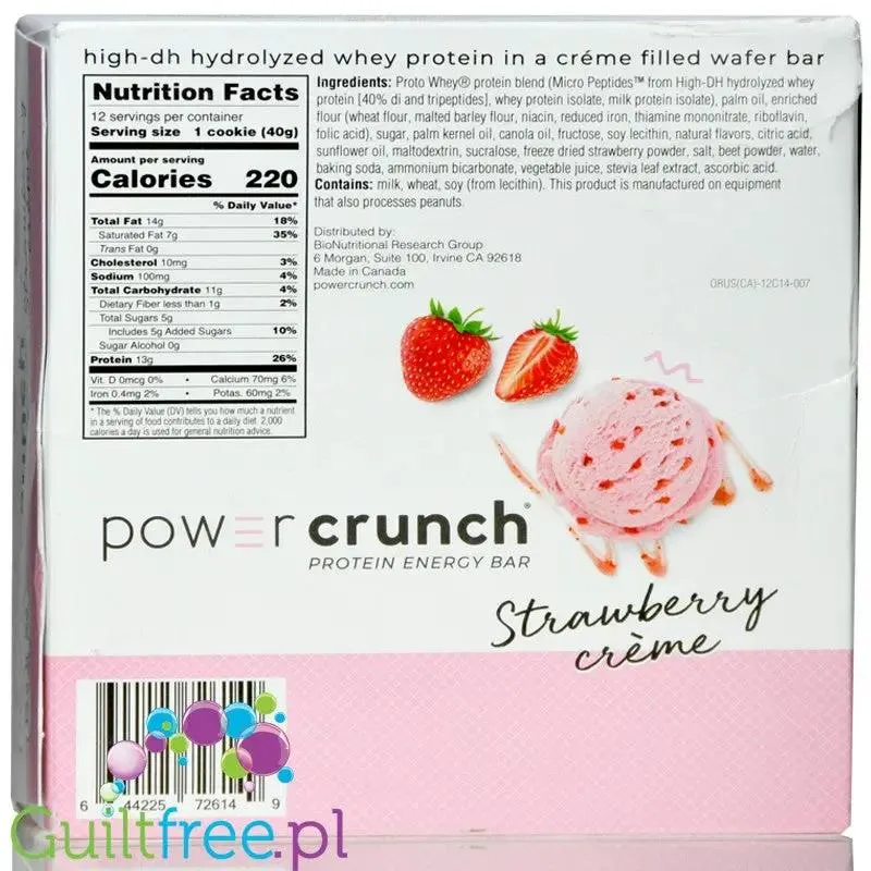 Power Crunch Strawberry Creme BOX x 12 - wafelek proteinowy z kremem (Truskawka & Śmietanka)
