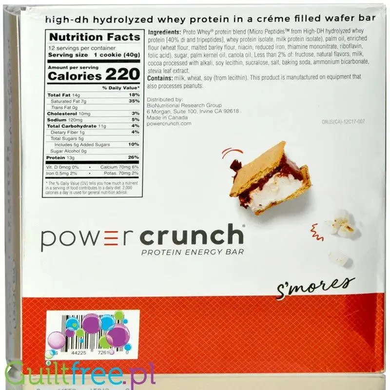 Power Crunch S'mores BOX x 12 - wafelek proteinowy z kremem