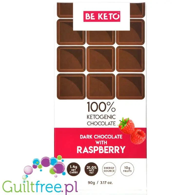 BeKeto™ 70% Cocoa Vegan Wild Raspberries - wegańska ketogeniczna czekolada bez dodatku cukru