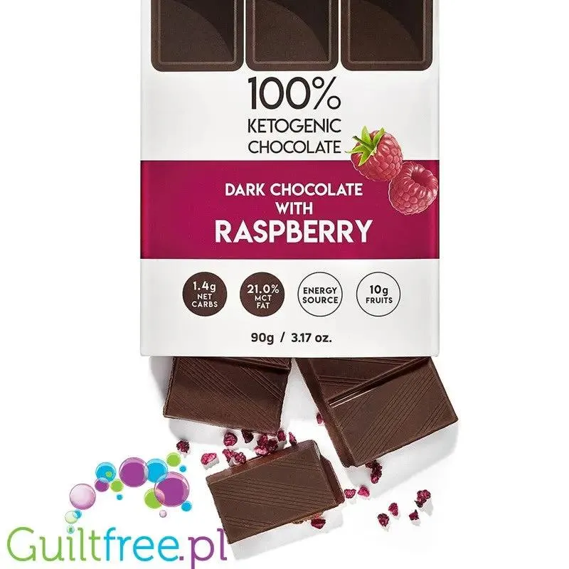 BeKeto™ 70% Cocoa Vegan Wild Raspberries - wegańska ketogeniczna czekolada bez dodatku cukru