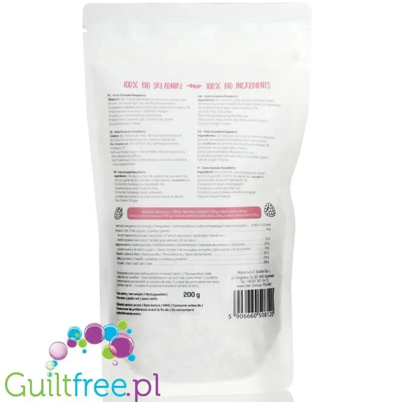 Diet Food Bio Keto Granola Malina - ketogeniczna granola śniadaniowa z erytrolem