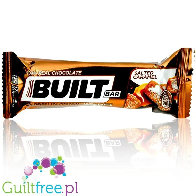 Built Protein Bar, Salted Caramel -17g białka & 130kcal, ultra niskokaloryczny baton białkowy