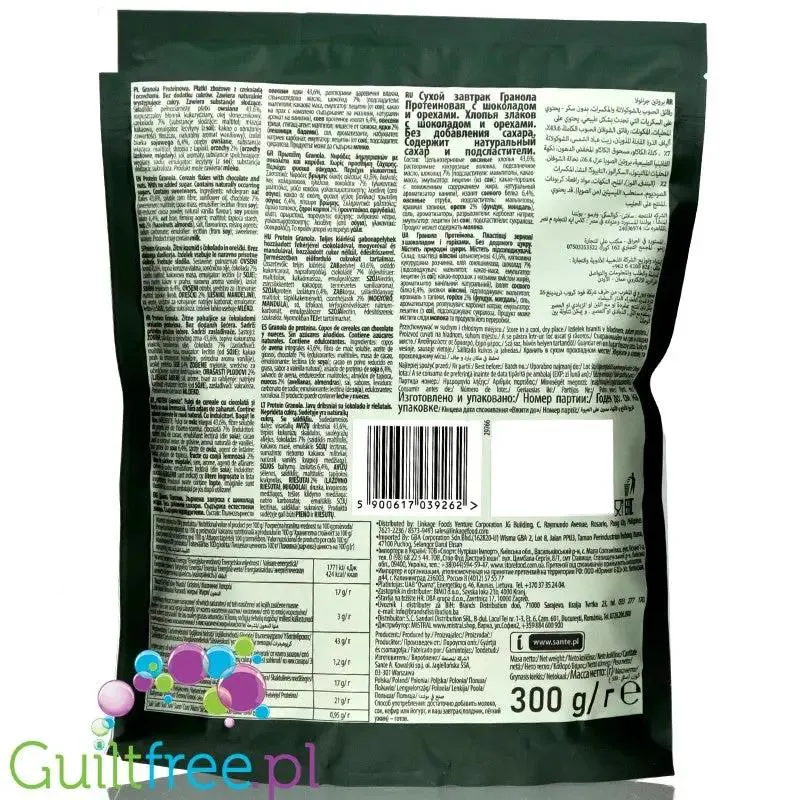 Sante GoON Granola Proteinowa bez dodatku cukru Orzech Laskowy, Migdał & Czekolada