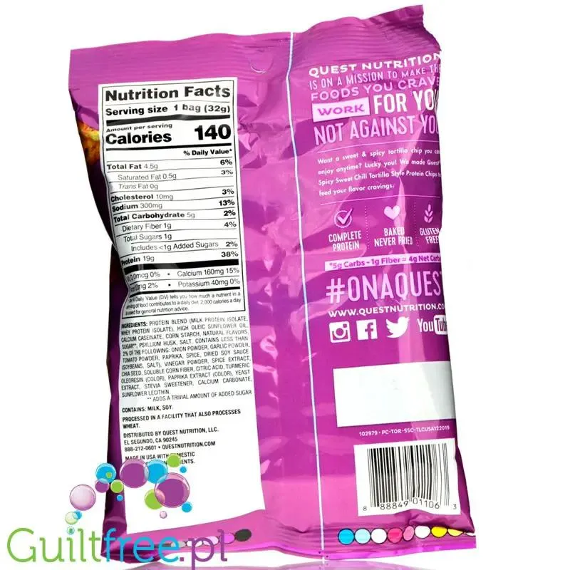 Quest Tortilla Chips, Spicy Sweet Chili - chipsy proteinowe 19g białka