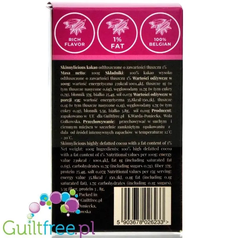 Skinnylicious Cocoa - kakao maksymalnie odtłuszczone 1% tłuszczu