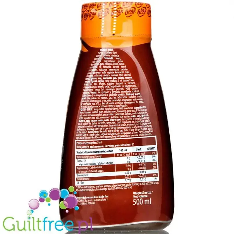 6Pak Nutrition Zero Sauce Salty Carmel - sos zero o smaku solonego karmelu