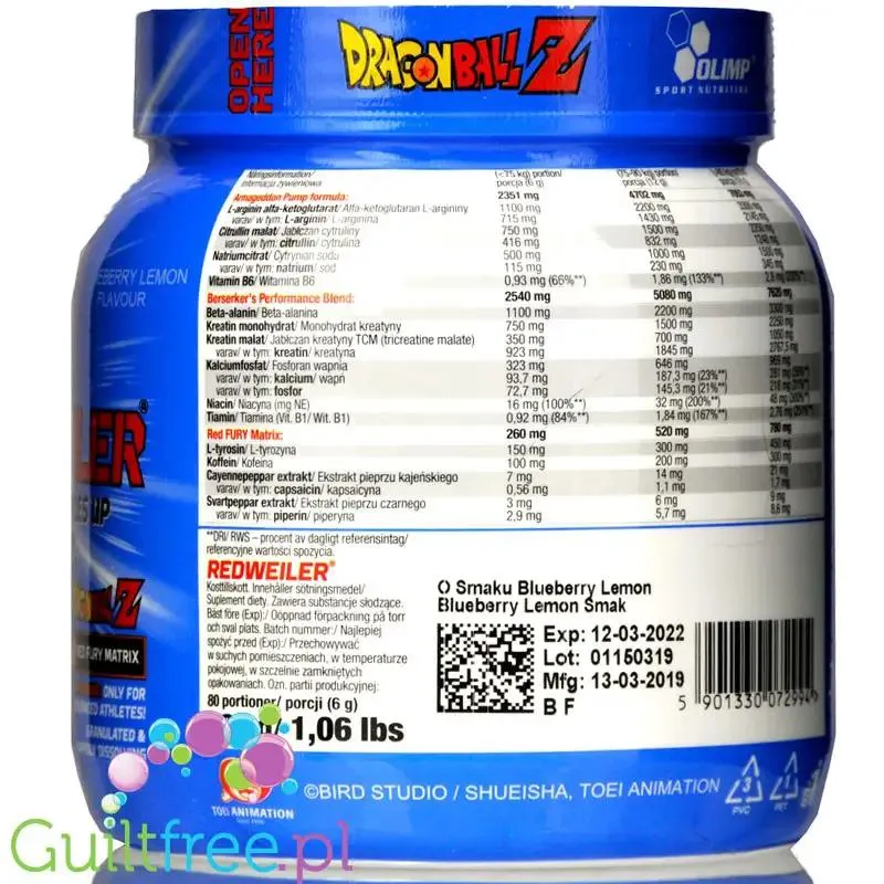 Olimp Redweiler Blueberry Madness 480g preworkout