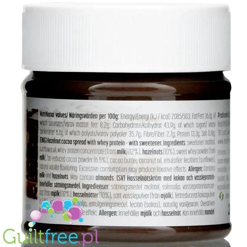 HealthyCo Proteinella krem czekoladowy z orzechami laskowymi, bez cukru i oleju palmowego