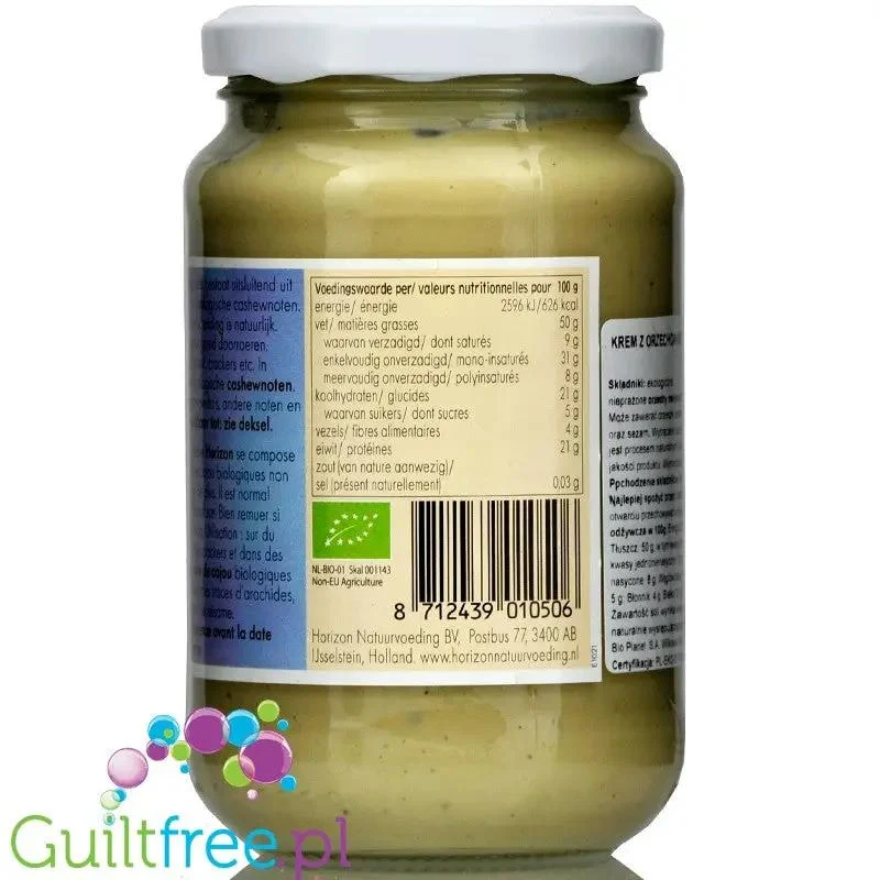 Horizon BIO białe masło z surowych nieprażonych nerkowców, raw cashew 100%