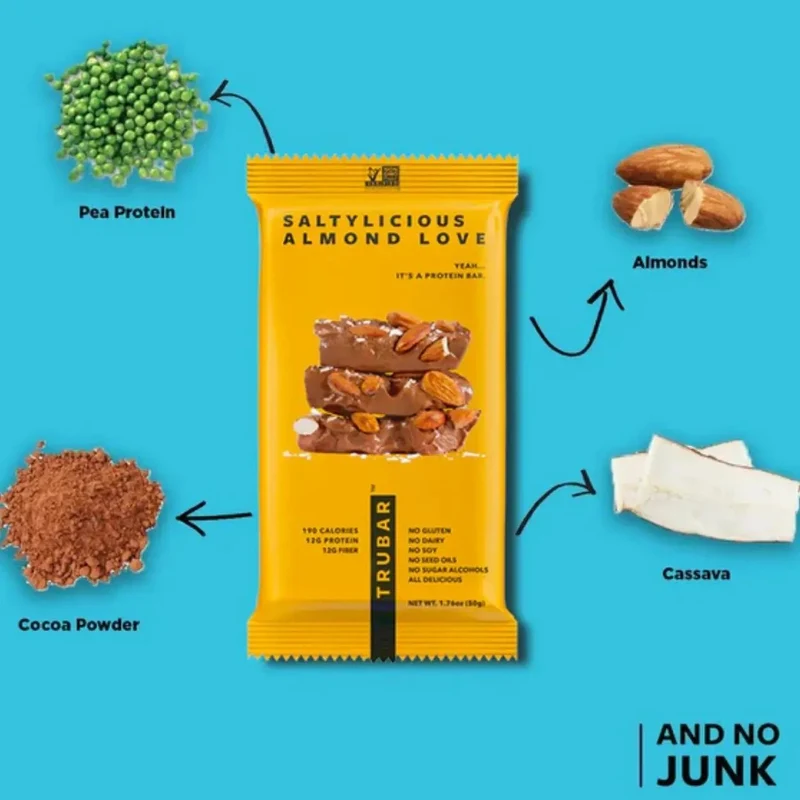 TRUBAR Saltylicious Almond Love - wegański baton proteinowy bez soi, glutenu i słodzików