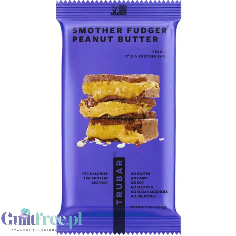 TRUBAR Smother Fudger Peanut Butter - wegański baton białkowy bez glutenu soi i słodzików
