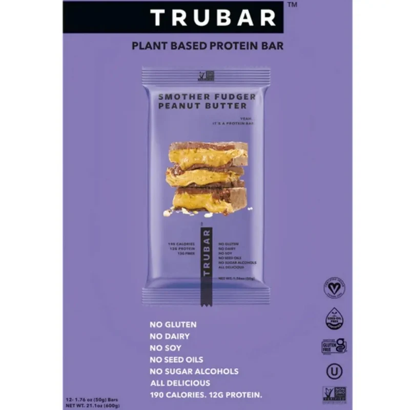 TRUBAR Smother Fudger Peanut Butter - wegański baton białkowy bez glutenu soi i słodzików