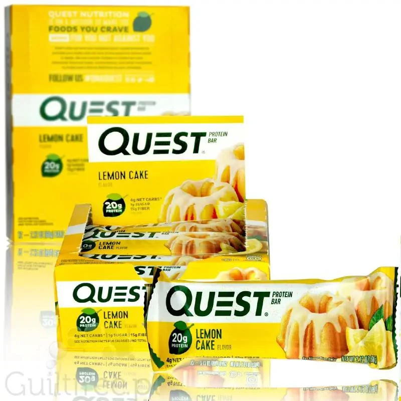 Quest Bar Lemon Cake - baton białkowy PUDEŁKO x 12 BATONÓW