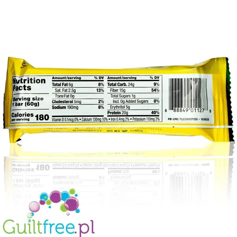 Quest Bar Lemon Cake - baton proteinowy bez sukralozy, tylko 180kcal