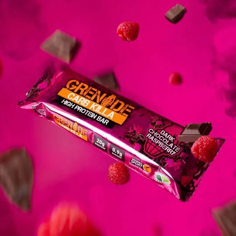Grenade Carb Killa Dark Chocolate Raspberry, baton białkowy 20g białka (Ciemna Czekolada & Maliny)