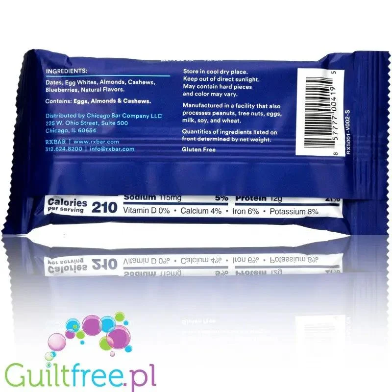 RX Bar Blueberry - naturalny baton proteinowy z białkiem jaj Borówka()