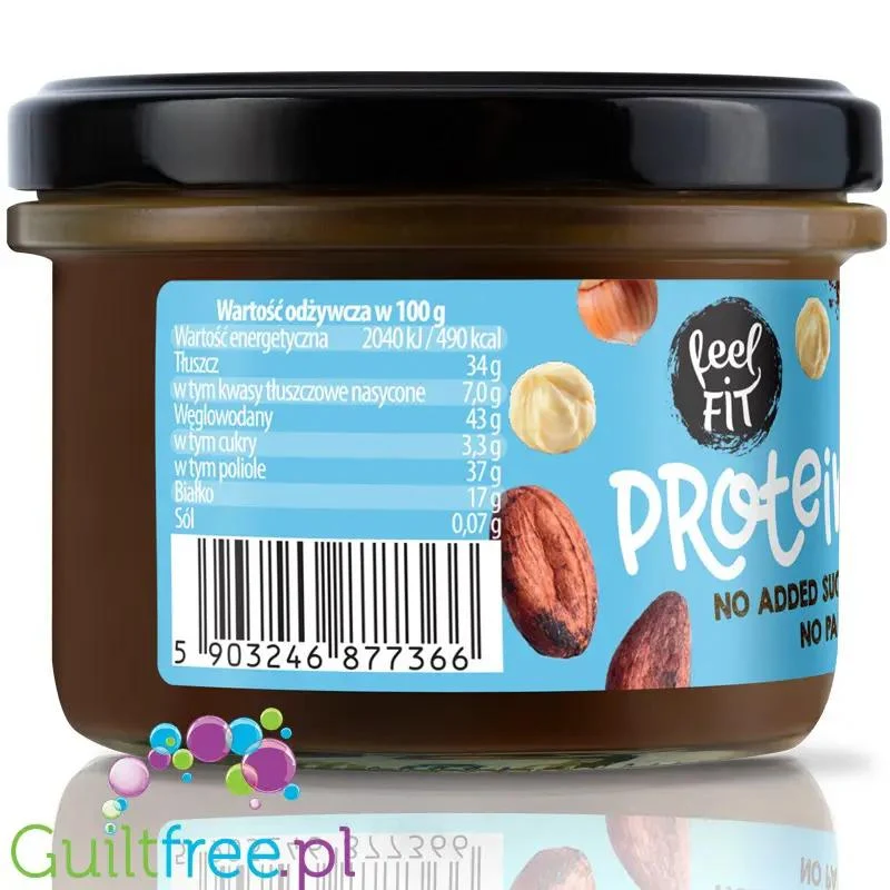 FeelFIT ProteinNut - proteinowy krem czekoladowy z orzechami laskowymi, bez oleju palmowego i cukru