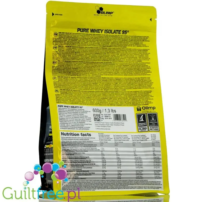 Olimp Pure Whey Isolate 95% Vanilla, 0,6kg, odżywka białkowa WPI