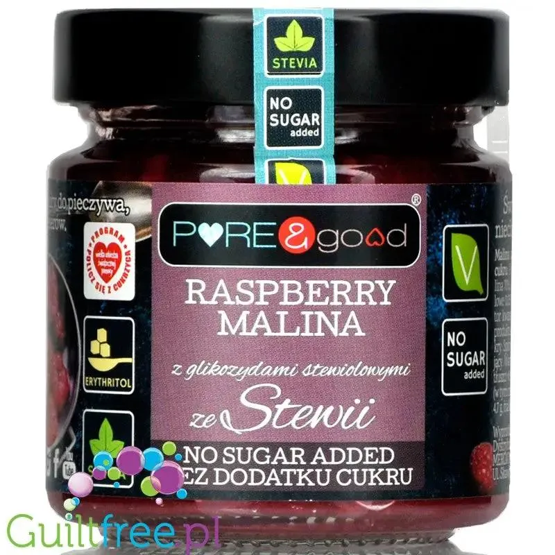 Pure & Good Malina - dżem bez cukru, słodzony tylko stewią i erytrolem