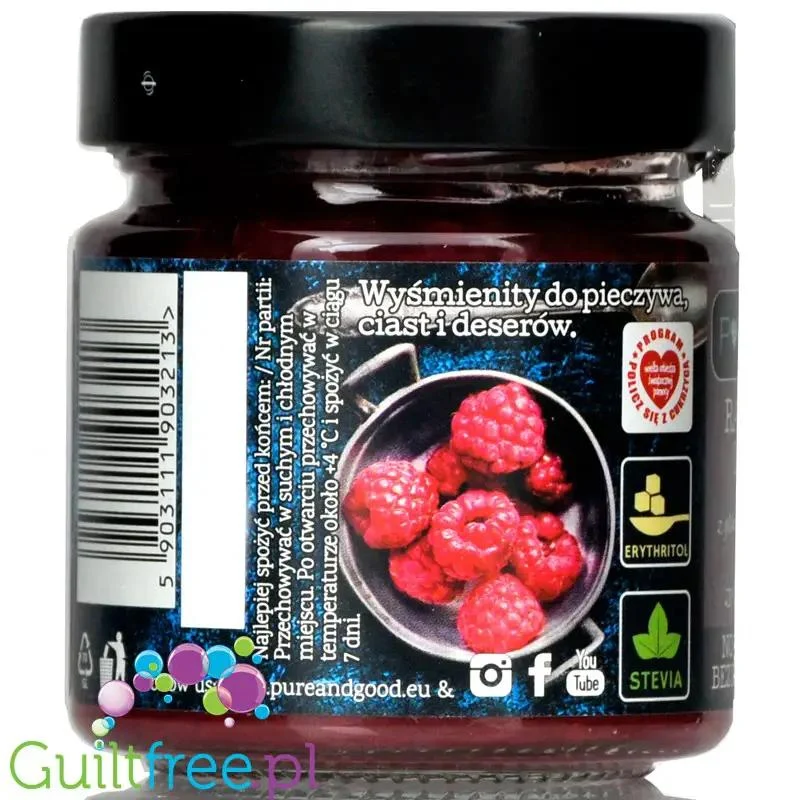 Pure & Good Malina - dżem bez cukru, słodzony tylko stewią i erytrolem