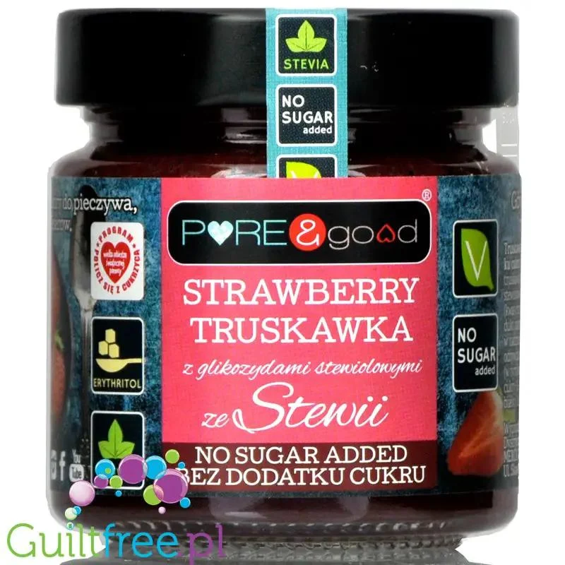 Pure & Good Truskawka - dżem bez cukru, słodzony tylko stewią i erytrolem
