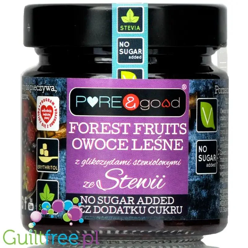 Pure & Good dżem z owoców leśnych bez cukru, słodzony tylko stewią i erytrolem