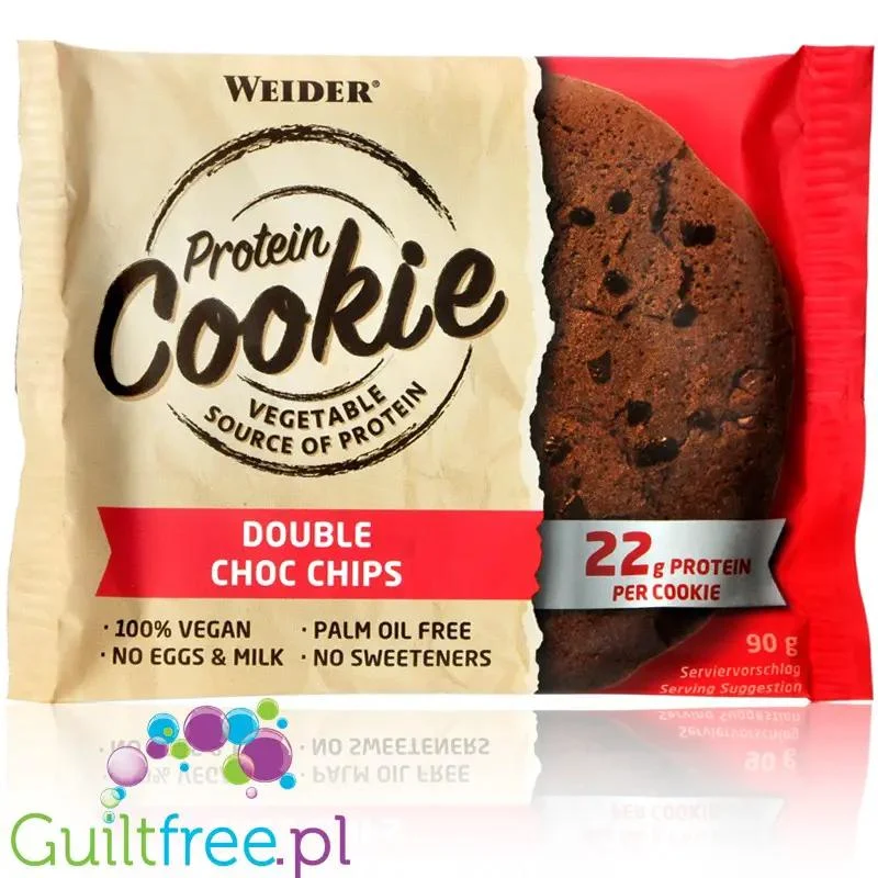 Weider Protein Cookie Double Choc Chips - wegańskie GIGA ciastko proteinowe bez słodzików