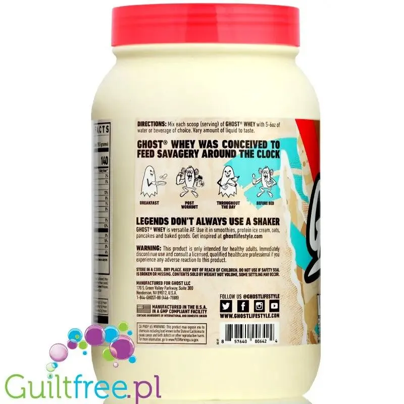 Ghost 100% Whey Peanut Butter Cereal Milk - odżywka białkowa z WPI, WPH i kompleksem enzymów