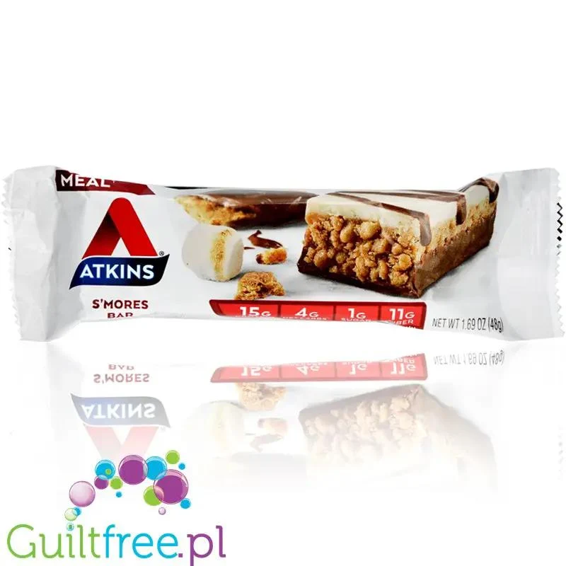 Atkins Meal S'mores - niskocukrowy baton 15g białka, pudełko x 5 batonów
