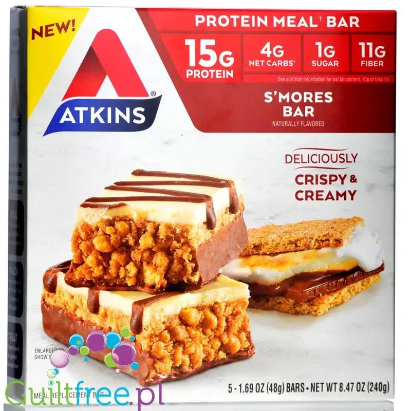 Atkins Meal S'mores - niskocukrowy baton 15g białka bez maltitolu