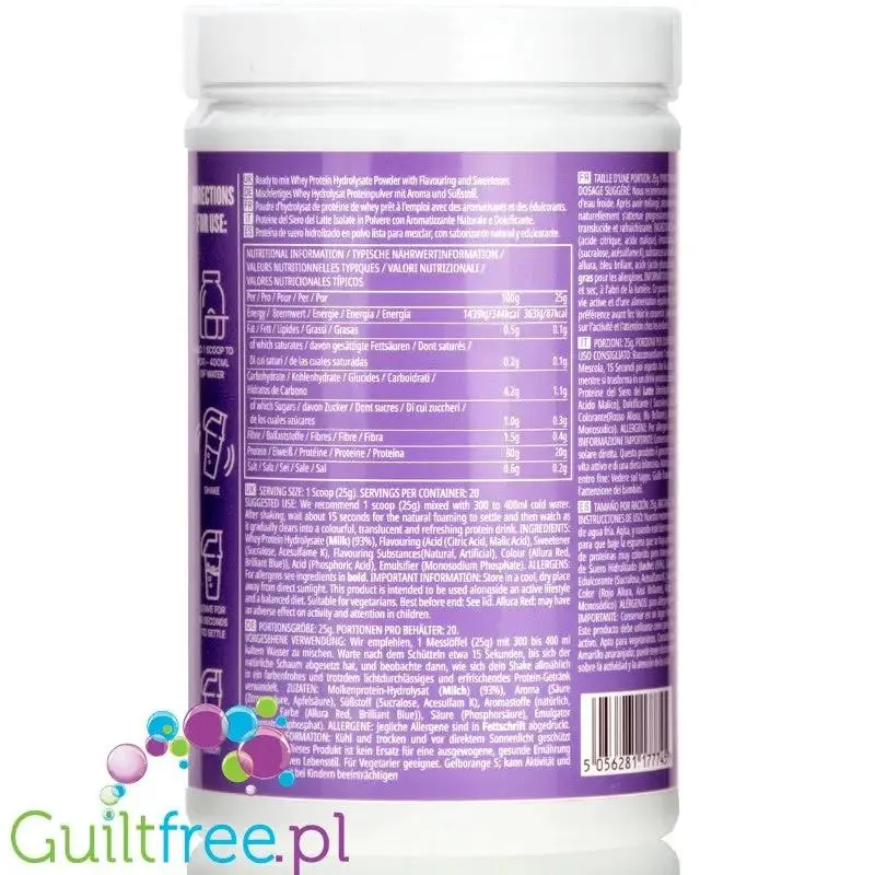 MyProtein Clear Whey Isolate Rainbow Candy - hydrolizat smakowy, odżywka 20g białka w 90kcal