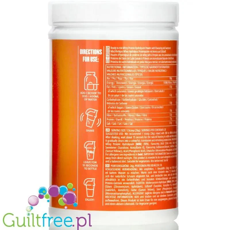 MyProtein Clear Whey Isolate Orange Mango - hydrolizat smakowy, odżywka 20g białka w 90kcal