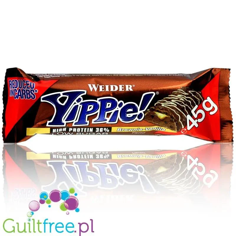 Yippie! Bar Brownie-Vanilla 45g, baton proteinowy Wanilia & Czekoladowe Ciasto