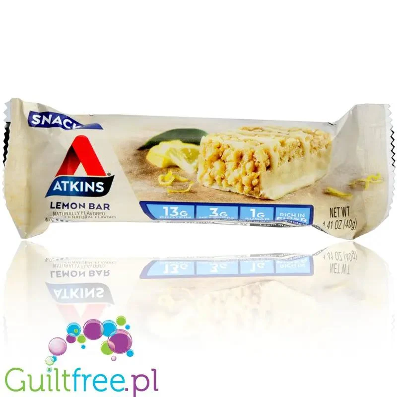 Atkins Snack Lemon Bar - niskocukrowy baton 13g białka, pudełko x 5 batonów