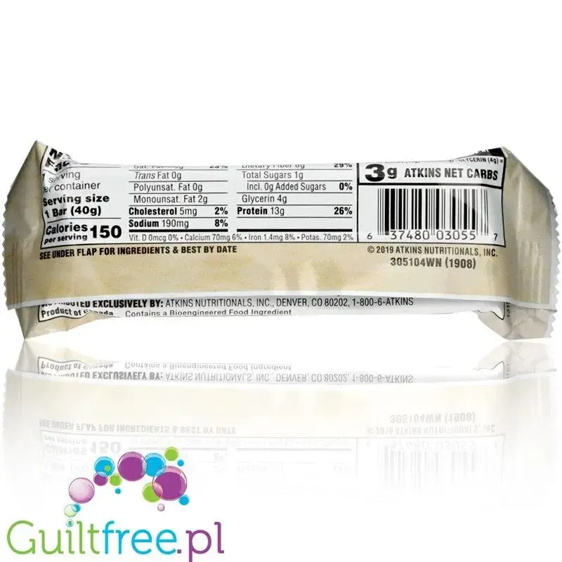 Atkins Snack Lemon Bar - niskocukrowy baton 150kcal & 13g białka bez maltitolu
