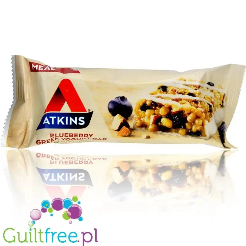 Atkins Meal Blueberry Greek Yogurt baton białkowy bez maltitolu, pudełko x 5 batonów