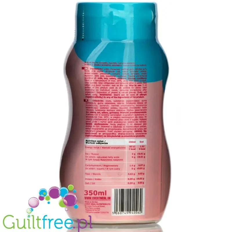 Cheat Meal Salted Caramel 500ml - syrop zero bez cukru i bez tłuszczu, Słony Karmel