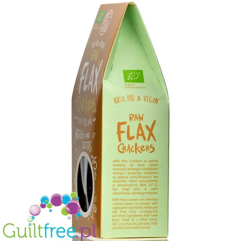 Diet Food Raw Flax Crackers bio krakersy lniane z ziarnami i ziołami, 5g węglowodanów