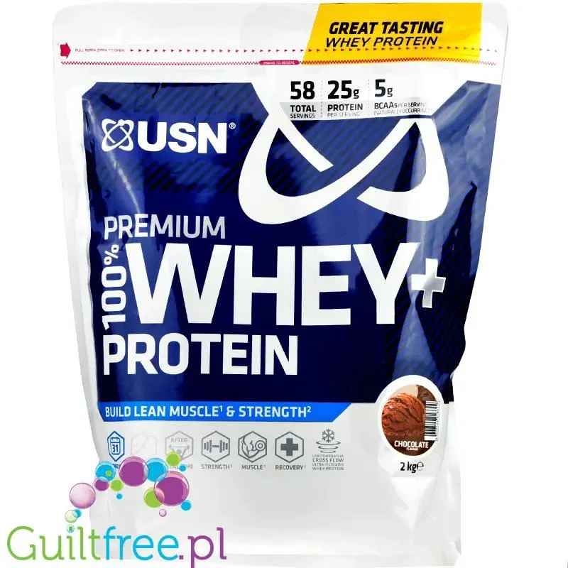 USN Whey Premium Protein Chocolate 2KG - odżywka białkowa WPI, WPH i WPC