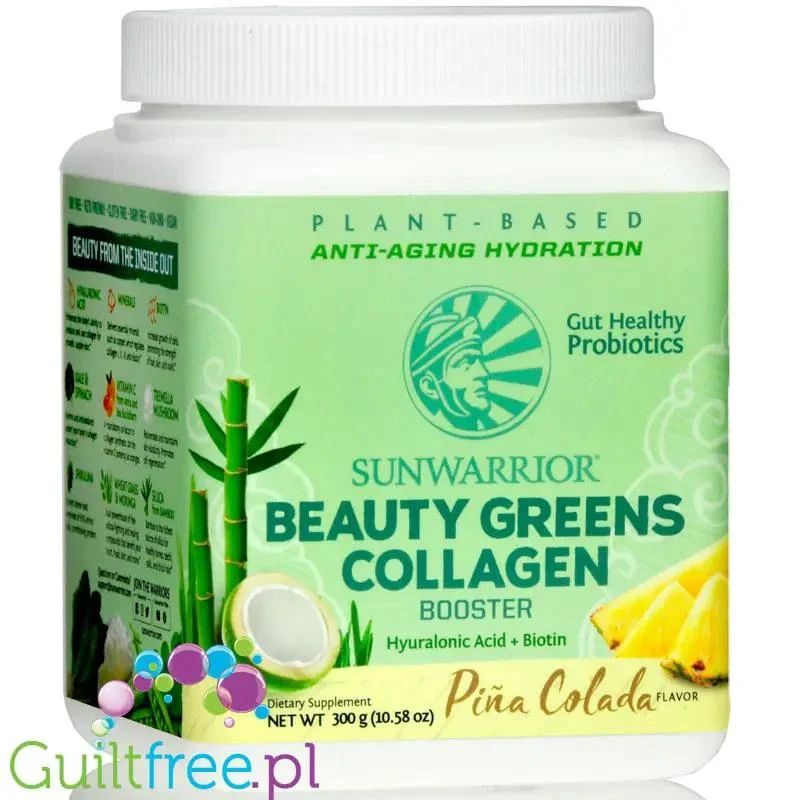 Sunwarrior Beauty Greens Collagen Booster Pina Colada - wegańska formuła stymulująca