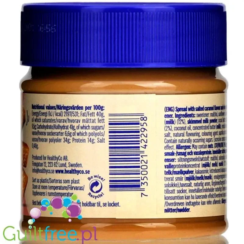 HealthyCo Proteinella Salted Caramel - proteinowy krem Solony Karmel, bez cukru i oleju palmowego