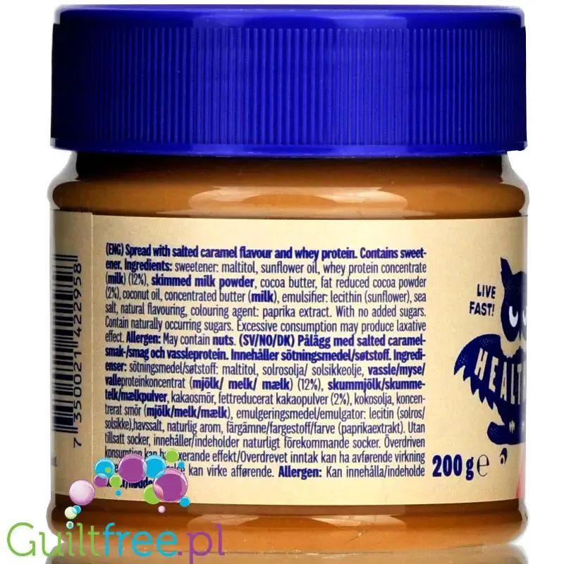 HealthyCo Proteinella Salted Caramel - proteinowy krem Solony Karmel, bez cukru i oleju palmowego