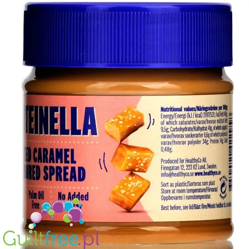 HealthyCo Proteinella Salted Caramel - proteinowy krem Solony Karmel, bez cukru i oleju palmowego