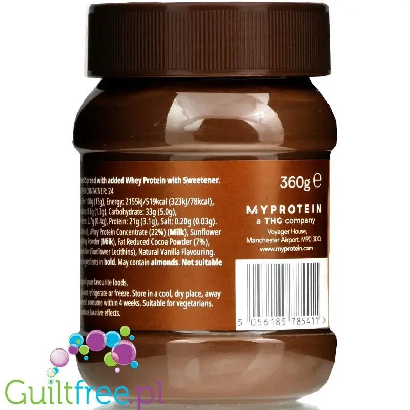 MyProtein Chocolate HazelNut Spread - krem czekoladowy z białkiem WPC