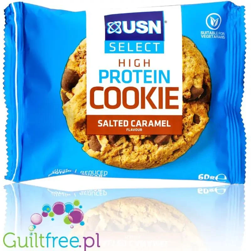 USN Select Protein Cookie Salted Caramel - ciastko białkowe bez słodzików o obniżonej zawartości cukru