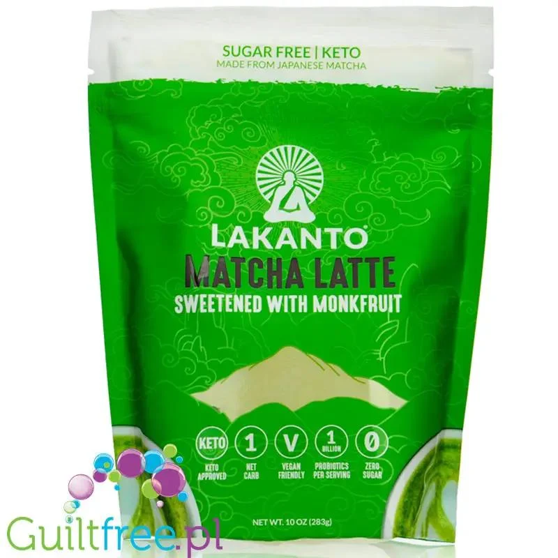 Lakanto Monkfruit Matcha Latte - napój w proszku z zieloną herbatą matcha, bez cukru