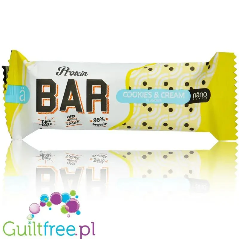 Nano Ä Cookies & Cream - epicko pyszny baton proteinowy 20g białka, 198kcal